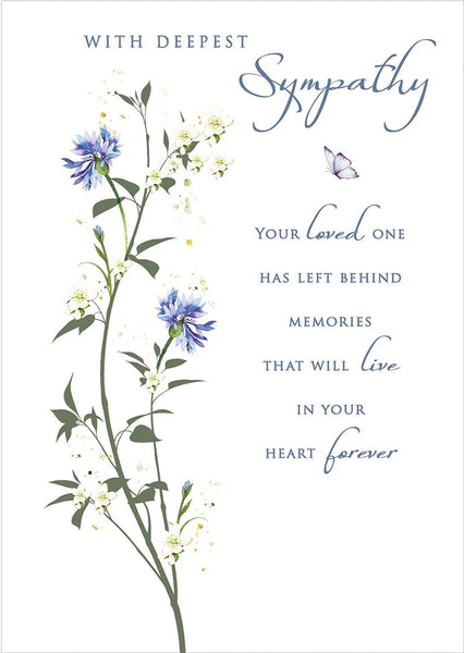 Sympathy Card - Blue & White Floral