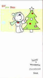 Christmas Card - Nan - Polar Bear Decorating The Tree