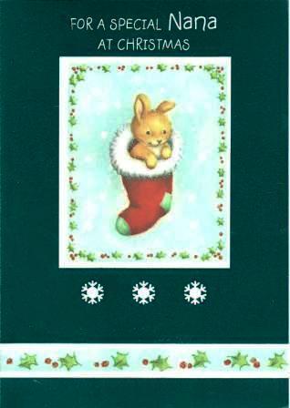 Christmas Card - Nana - Bunny in Stocking