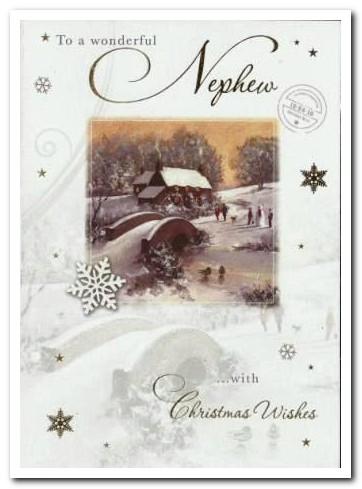 Christmas Card - Nephew - Village Bridge Scene