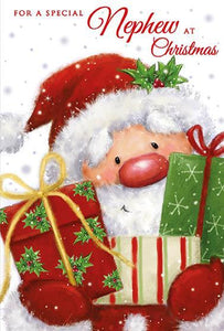 Christmas Card - Nephew - Santa & Presents
