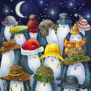 Christmas Card - Nephew - Penguins in Different Hats