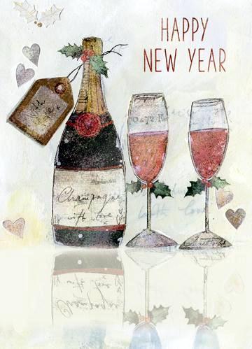 Christmas Card - New Year - Champagne