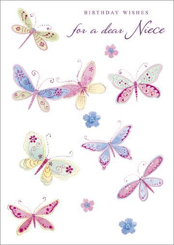 Niece Birthday - Pretty Butterflies from Nigel Quiney Publications, English Cards in France