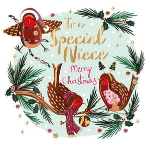 Christmas Card - Niece - Robins