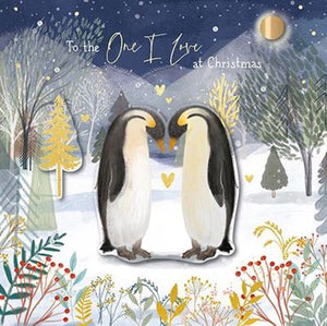 Christmas Card - One I Love - Christmas Penguins