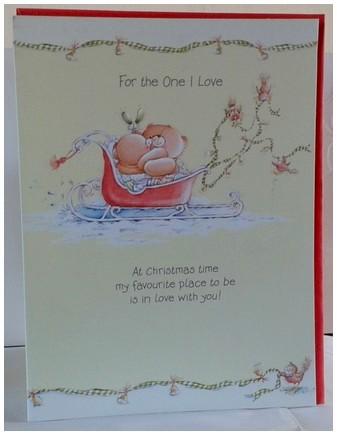 Christmas Card - One I Love - Bears In Sleigh
