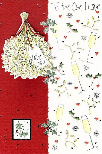 Christmas Card - One I Love - Mistletoe & Wine