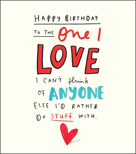 One I Love Birthday Card - Heart