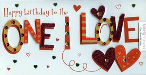 One I Love Birthday Card - Three Hearts