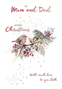 Christmas Card - Mum and Dad - Christmas Robins