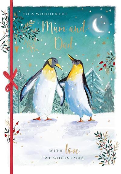 Christmas Card - Mum and Dad - Festive Penguins