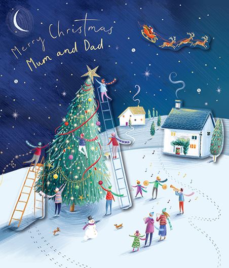 Christmas Card - Mum and Dad - Decorating The Tree