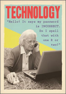 Humour Card - Technology Incorrect Password