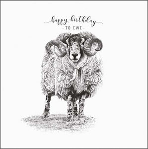 Birthday Card - Happy Birthday To Ewe Pencil Drawing