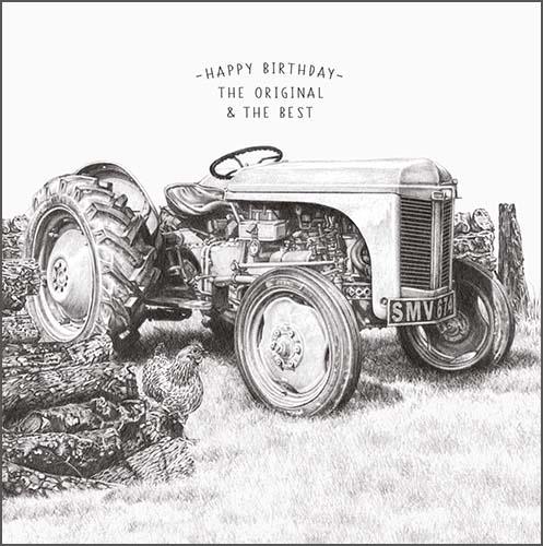 Birthday Card - Tractor Original And The Best Pencil Drawing