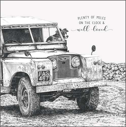 Birthday Card - Jeep Plenty Of Miles Pencil Drawing