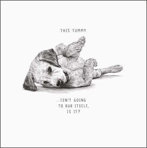 Birthday Card - Tummy Isn't Going To Rub Itself Dog