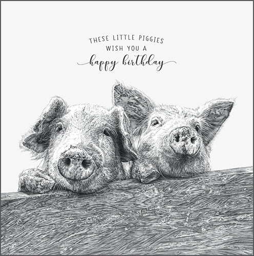 Birthday Card - Little Piggies Happy Birthday