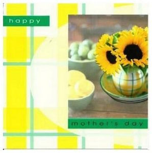 Mother's Day Card - Yellow Sunflowers In Chequered Vase