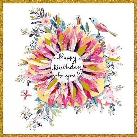Birthday Card - Floral Wreath