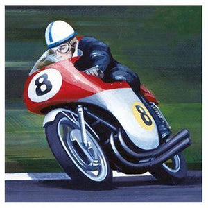 Blank Card - Red Motorcycle Racing In The 1960 Isle of Man, Senior TT