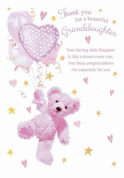 New Baby Card - Granddaughter - Thank You For Granddaughter