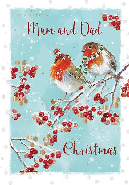 Christmas Card - Mum and Dad - Robins