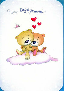 Engagement Card - Bears Snuggling on Cloud
