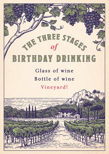 Humour Card - Three Stages Birthday Drinking