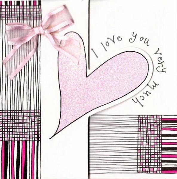 One I Love Card - Pink Heart & Ribbon Valentine's Day Cards in France