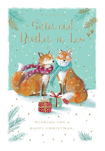 Christmas Card - Sister and Brother-in-Law - Christmas Foxes