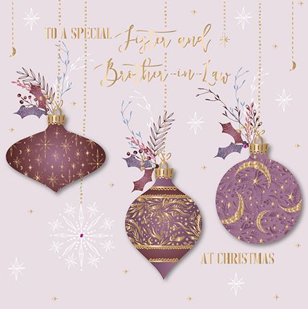 Christmas Card - Sister and Brother-in-Law - Christmas Baubles