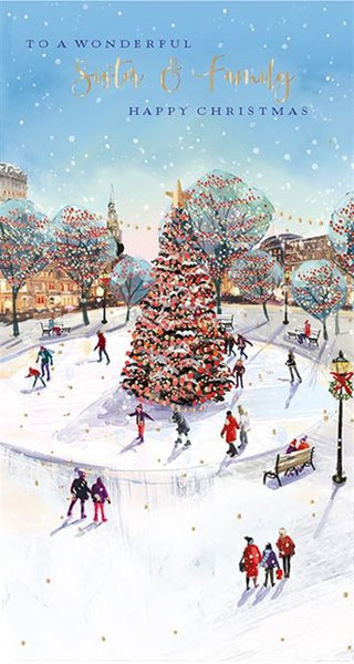 Christmas Card - Sister and Family - Skating Around The Tree