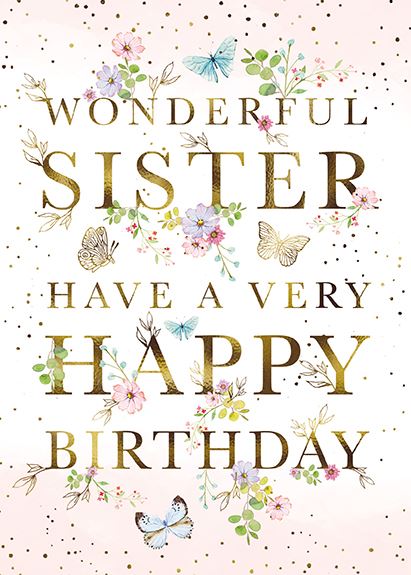 The Great British Card Company Sister Birthday - Typographic Sister