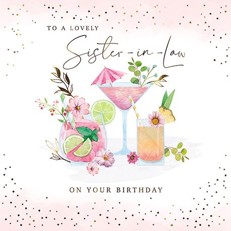 The Great British Card Company Sister-in-Law Birthday - Three Cocktails