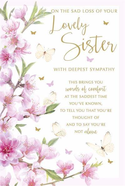 Sympathy Card - Loss Of Sister - Cream Butterflies