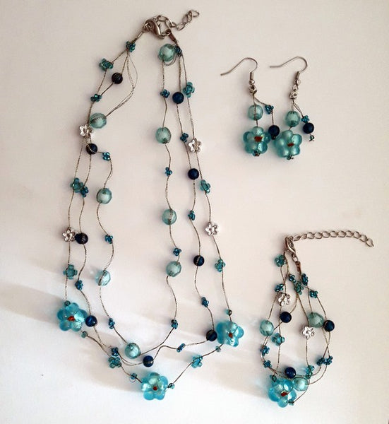 Jewellery - Silk Thread Costume Set - Blue2