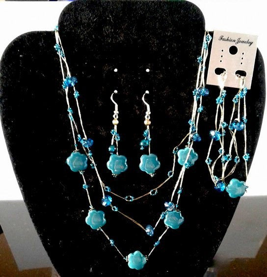 Jewellery - Silk Thread Costume Set - Blue