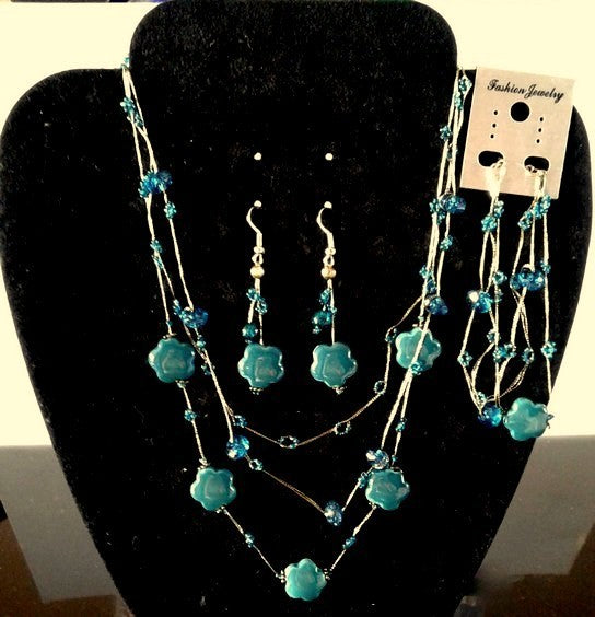 Jewellery - Silk Thread Costume Set - Turquoise