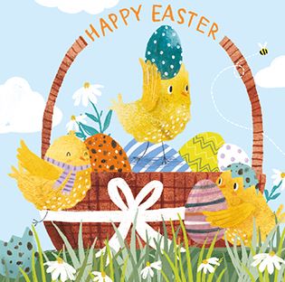 Easter Cards - Pack of 5 - Basket Of Chicks