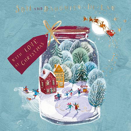 Christmas Card - Son and Daughter-in-Law - Village Skating