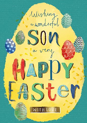 Easter Card - Son - Painterly Type With Eggs