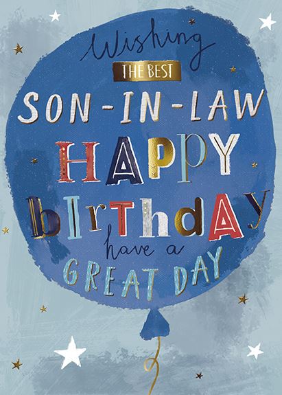The Great British Card Company Son-in-Law Birthday - Typographic Painterly Balloon