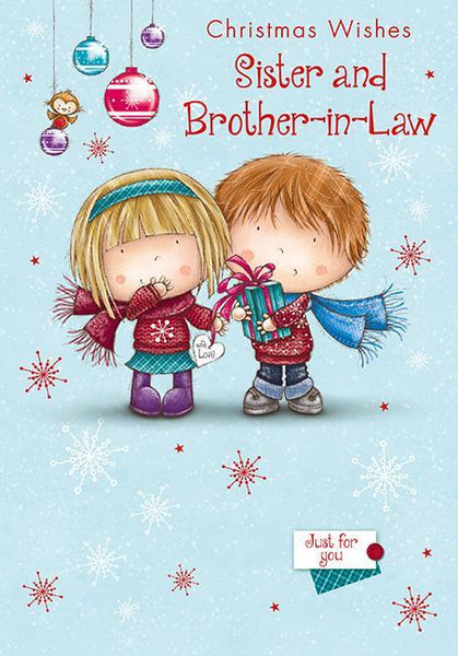 Christmas Card - Sister and Brother-in-Law - Young Couple/Presents