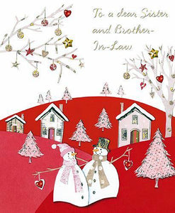 Christmas Card - Sister and Brother-in-Law - Snowmen Village