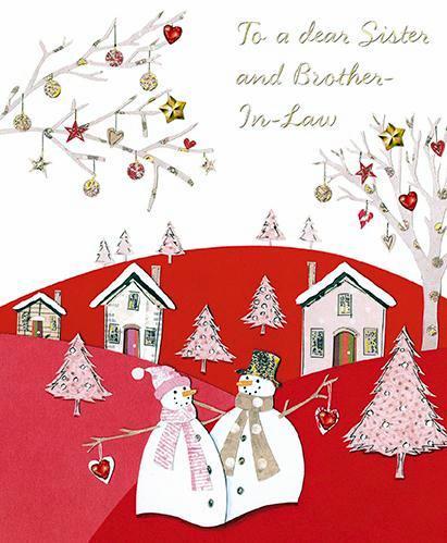 Christmas Card - Sister and Brother-in-Law - Snowmen Village