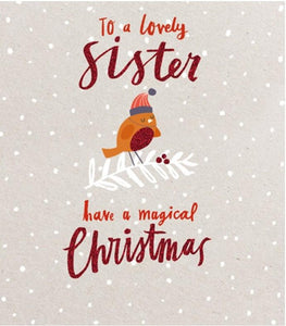 Christmas Card - Sister - Robin Magical Christmas