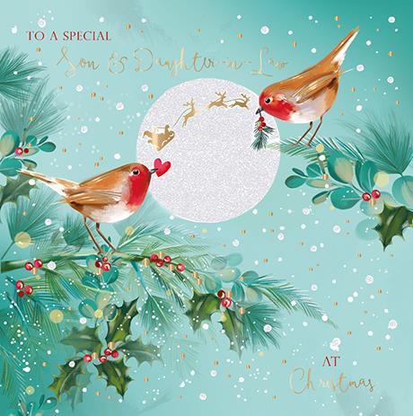 Christmas Card - Son and Daughter-in-Law - Love Birds