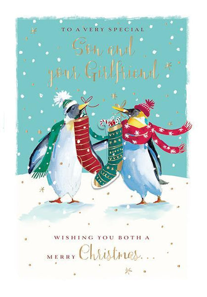 Christmas Card - Son and Girlfriend - Christmas Penguins
